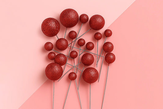 Red Glitter Ball Topper (20 Pack) - Iconic Cake Art