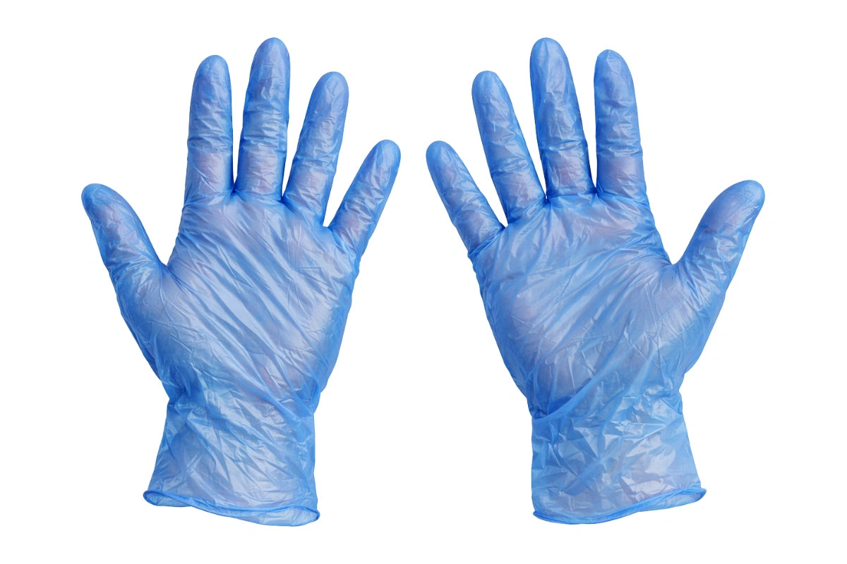 Blue Medium Gloves Vinyl Powder Free (100 Pack) - Iconic Cake Art