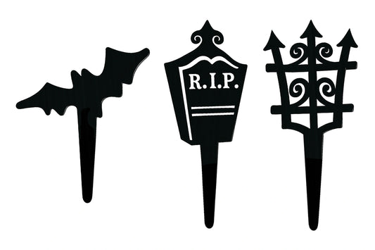 Black Bat Cemetary Cupcake Picks (12 Pack) - Bakery Crafts