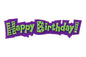 Purple Green Happy Birthday Plaque - Cake Topper - Bakery Crafts