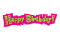 Green Pink Happy Birthday Plaque - Cake Topper - Bakery Crafts