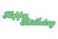 Green Happy Birthday Script Plaque - Cake Topper - Bakery Crafts