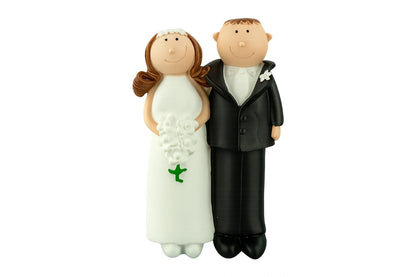 Brunette Trendy Bride and Groom - Cake Ornaments