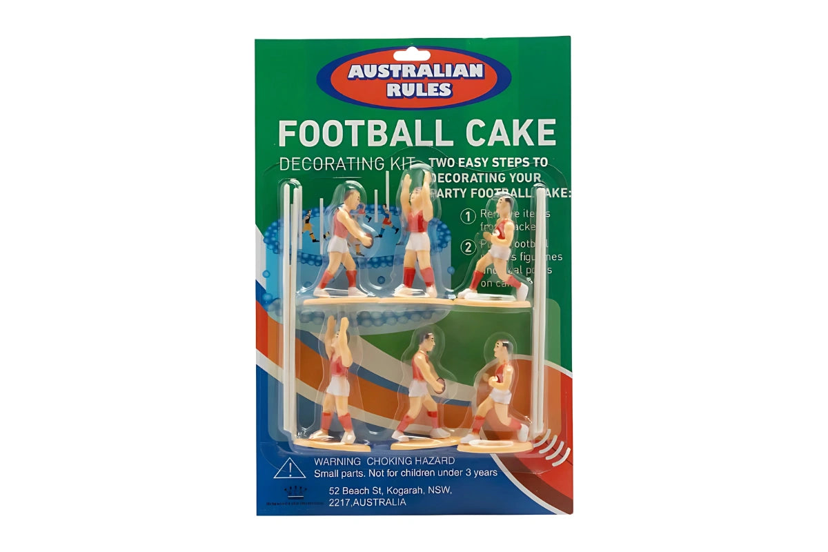 Red Colour Australian Rules Football Cake Decorating Kit - Cake Ornaments