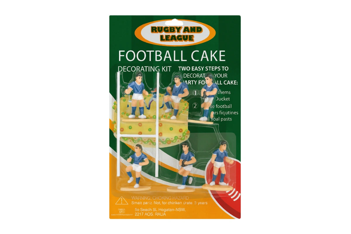 Blue Colour Rugby and League Football Cake Decorating Kit - Cake Ornaments