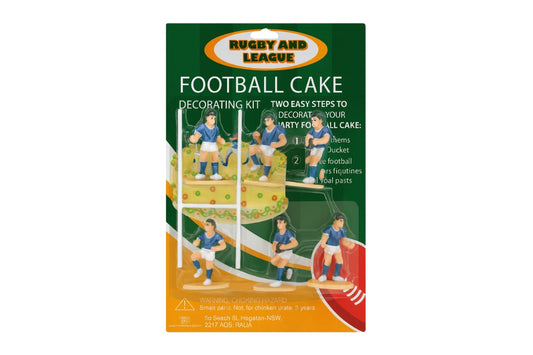 Blue Colour Rugby and League Football Cake Decorating Kit - Cake Ornaments
