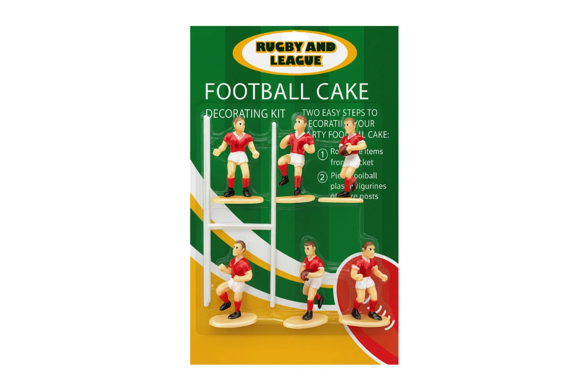 Red Colour Rugby and League Football Cake Decorating Kit - Cake Ornaments