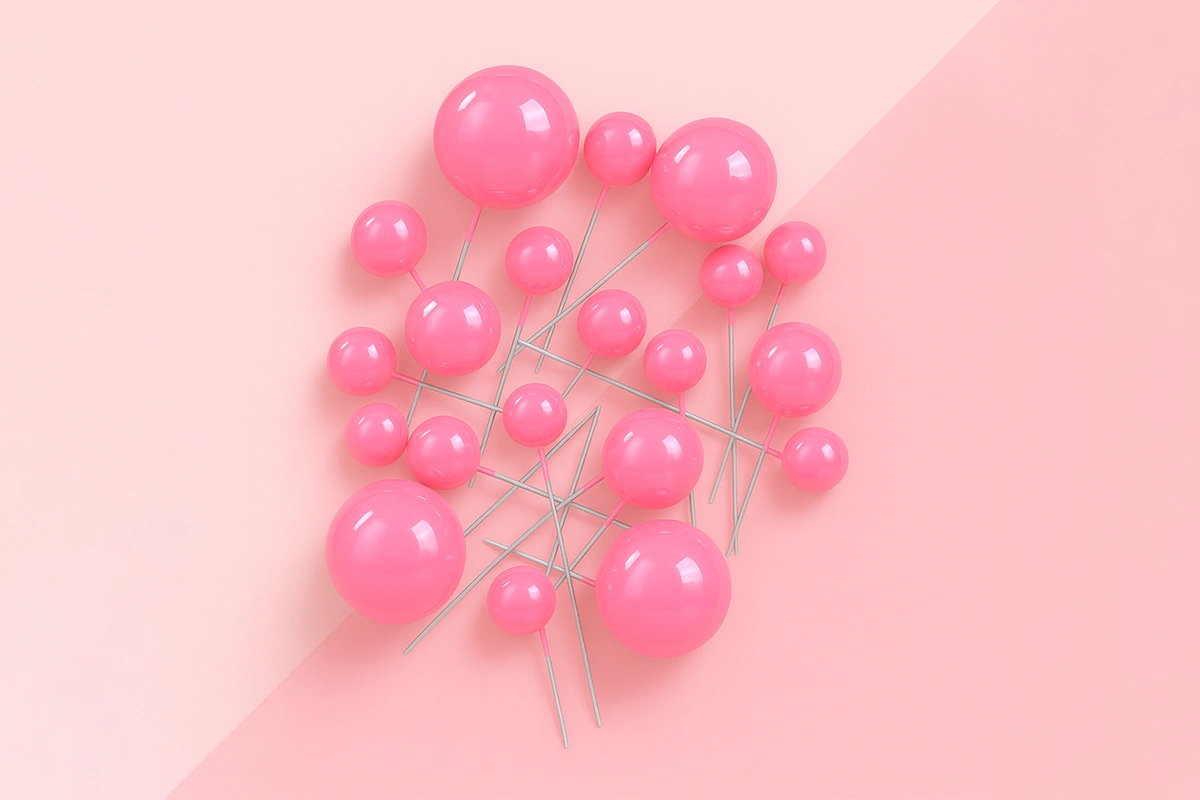 Hot Pink Ball Topper (20 Pack) - Iconic Cake Art
