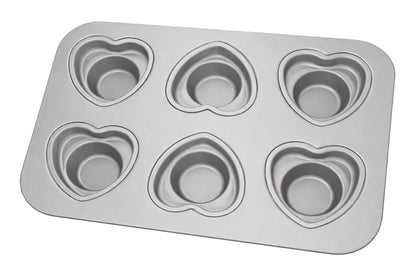 Anodized 6 Heart Cup Muffin Pan - Hot Stuff Bakeware