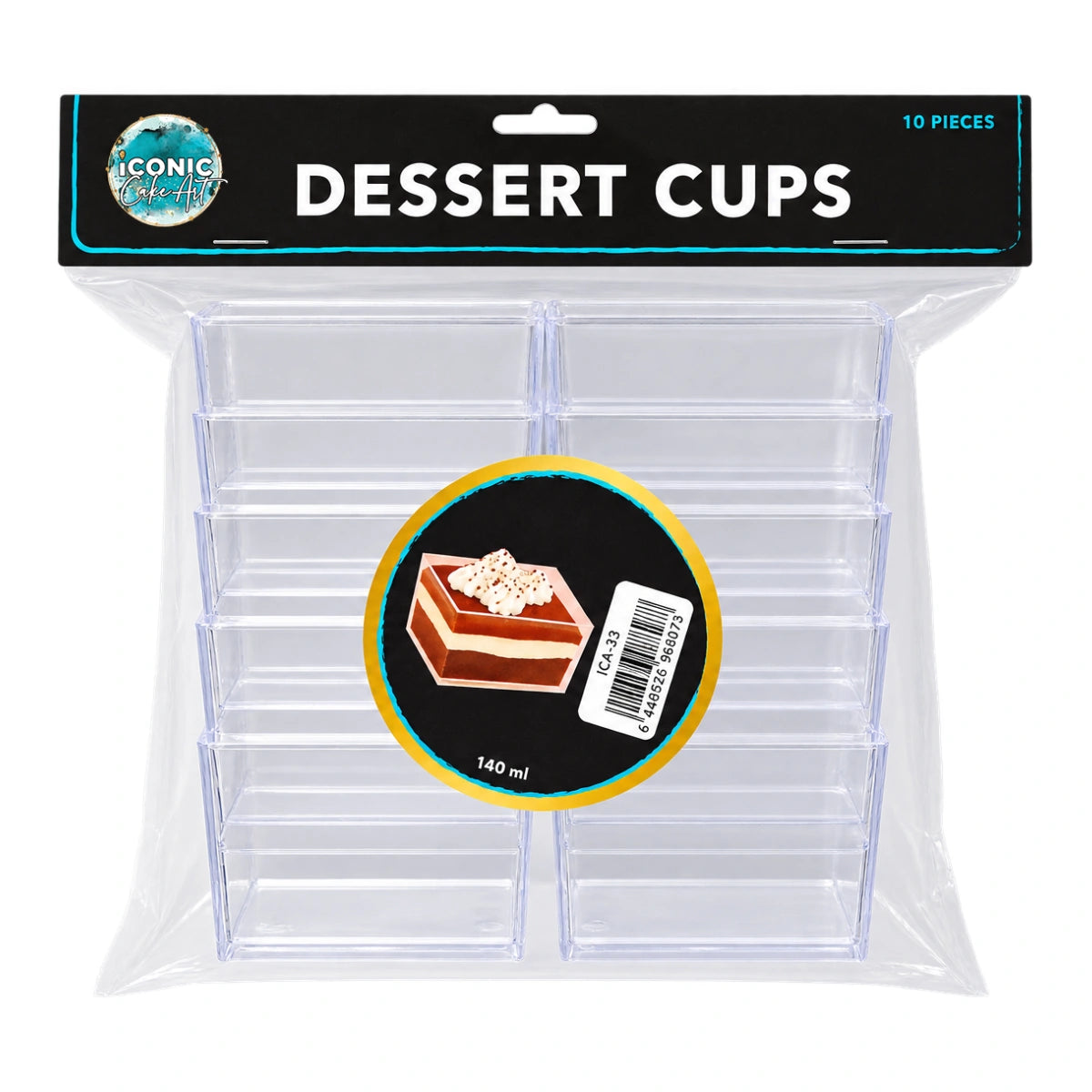 Square Dessert Cup 140ml (10 Pack) - Iconic Cake Art