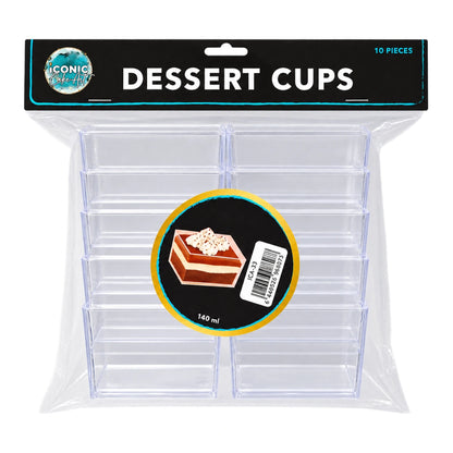 Square Dessert Cup 140ml (10 Pack) - Iconic Cake Art