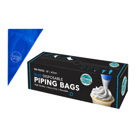 Blue 18 Inches Disposable Piping Bags Roll 45cm (100 Pack) - Iconic Cake Art