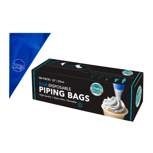 Blue 22 Inches Disposable Piping Bags Roll 55cm (100 Pack) - Iconic Cake Art