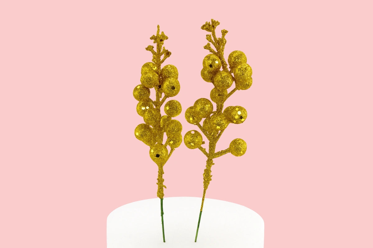 Gold Berry Stem Topper - Iconic Cake Art