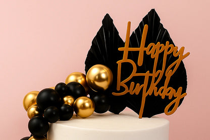 Black And Gold Birthday Topper Set - Iconic Cake Art