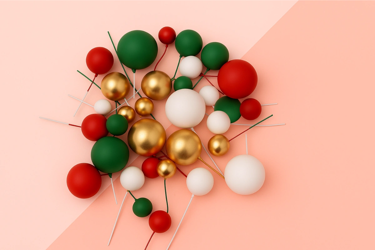 Christmas Ball Topper Set (32 Pack) - Iconic Cake Art