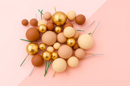 Gold Earth Tone Ball Topper Set (32 Pack) - Iconic Cake Art