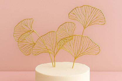 Gold Ginkgo Leaf Topper - Iconic Cake Art