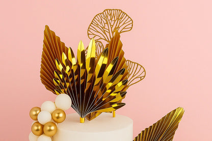 Gold Palm Birthday Topper Set - Iconic Cake Art