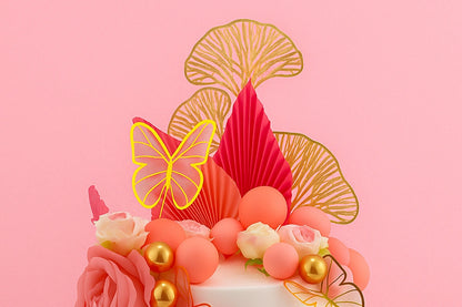 Pink Floral Butterfly Topper Set - Iconic Cake Art