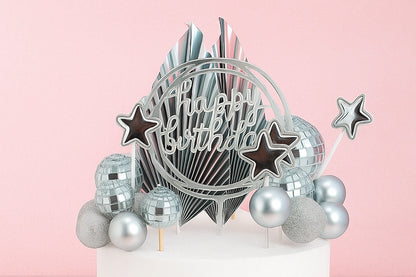Silver Disco Cake Topper Set - Iconic Cake Art