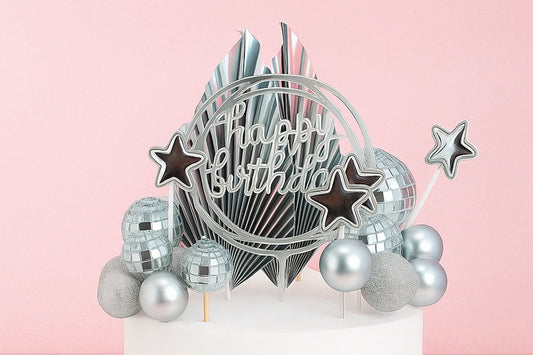 Silver Disco Cake Topper Set - Iconic Cake Art