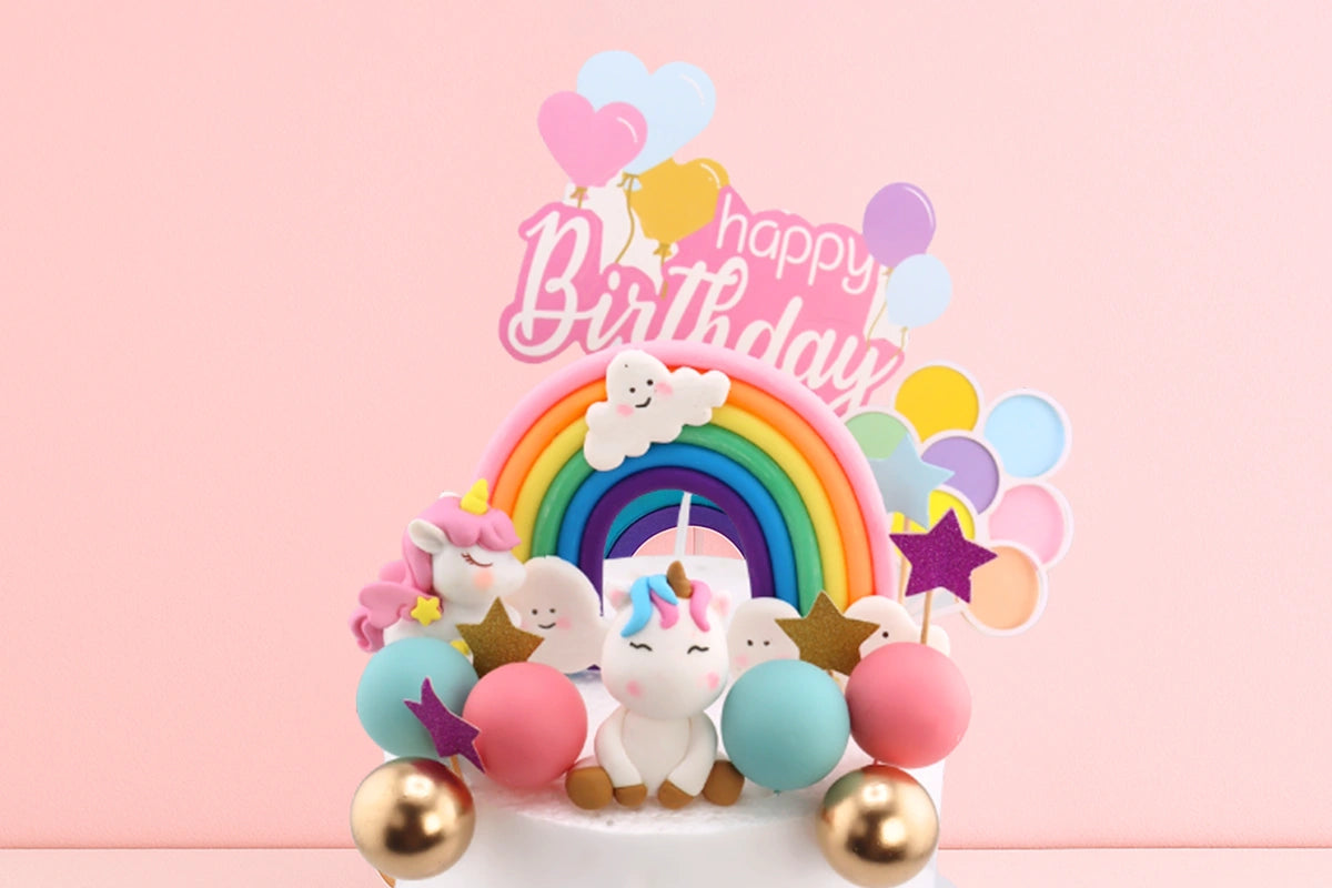 Rainbow Unicorn Cake Topper Set - Iconic Cake Art