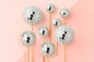 , 4cm, 5cm, 6cm Set of Disco Ball with Sticks 3cm (8 Pack) - Iconic Cake Art