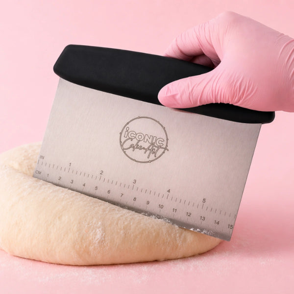 Professional Stainless Dough Scraper with Handle - Iconic Cake Art