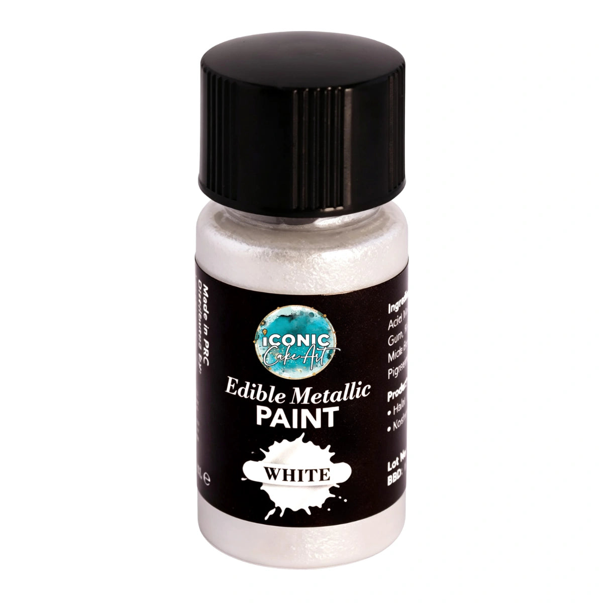White Metallic Edible Paint with Brush