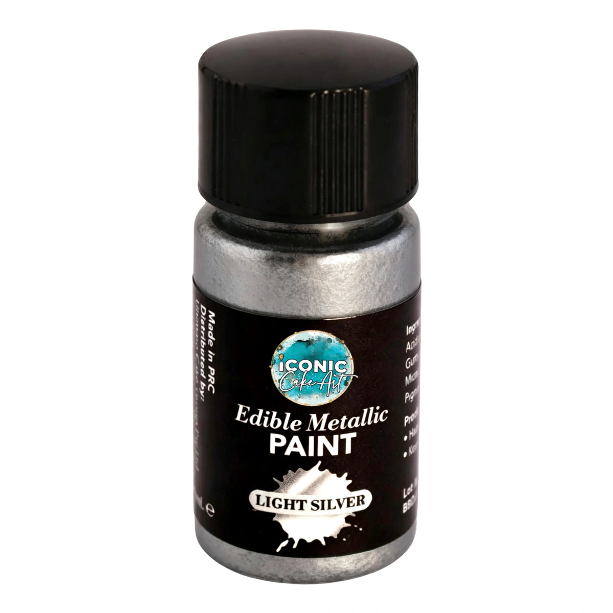 Light Silver Metallic Edible Paint with Brush