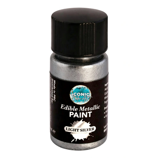 Light Silver Metallic Edible Paint with Brush