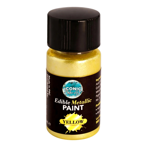 Yellow Metallic Edible Paint with Brush