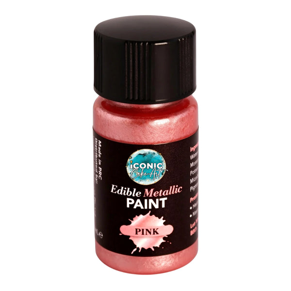 Pink Metallic Edible Paint with Brush