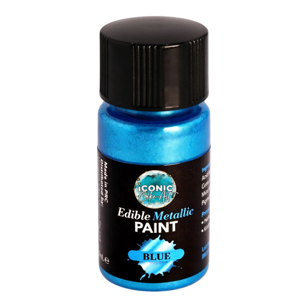 Blue Metallic Edible Paint with Brush