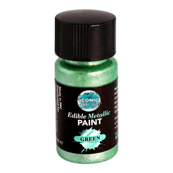 Green Metallic Edible Paint with Brush