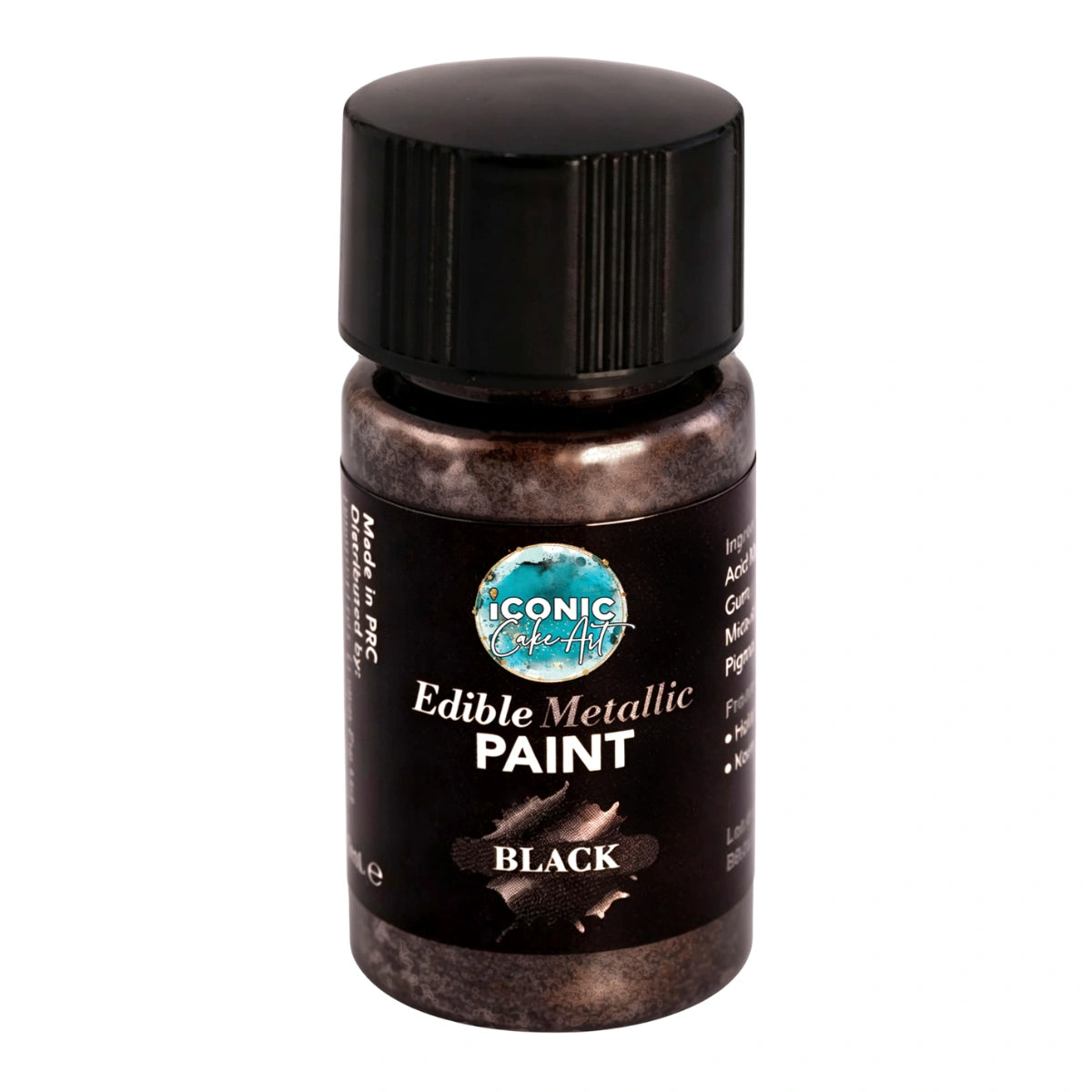 Black Metallic Edible Paint with Brush