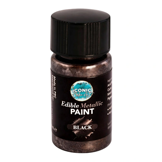 Black Metallic Edible Paint with Brush