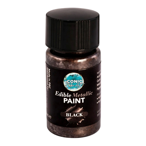 Black Metallic Edible Paint with Brush