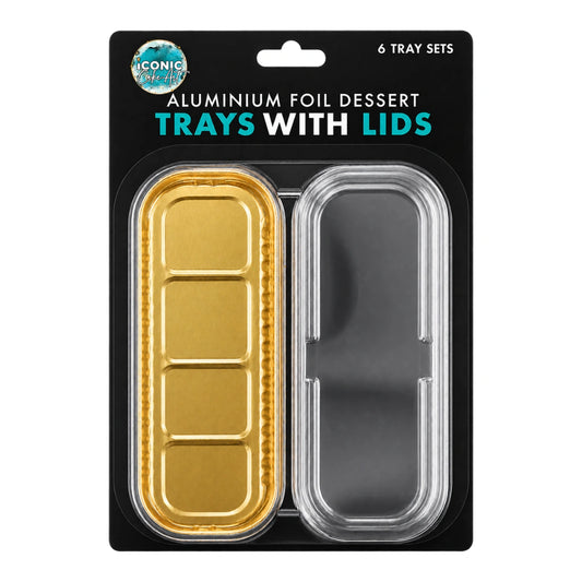 6pcs Gold Foil Trays With Lids Iconic Cake Art
