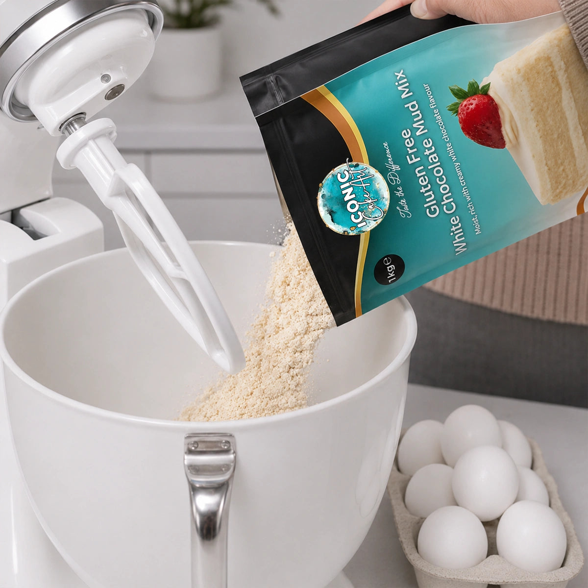 White Chocolate Gluten Free White Mud Mix 1kg - Iconic Cake Art
