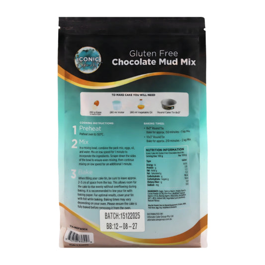 Chocolate Gluten Free Mud Mix 1kg - Iconic Cake Art