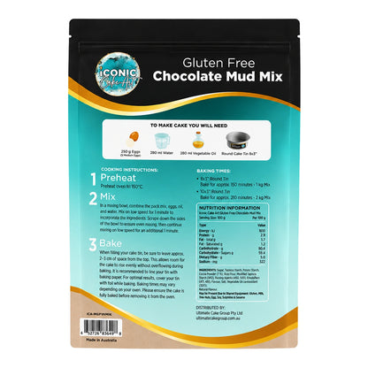 Chocolate Gluten Free Mud Mix 1kg - Iconic Cake Art