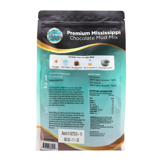 Chocolate Premium Mississippi Mud Mix 1kg - Iconic Cake Art