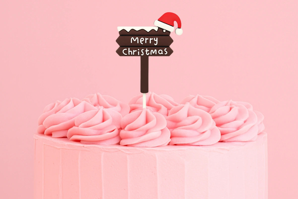 Merry Christmas Sign Toppers (6 Pack) - Iconic Cake Art