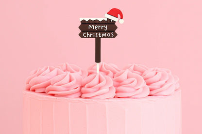 Merry Christmas Sign Toppers (6 Pack) - Iconic Cake Art