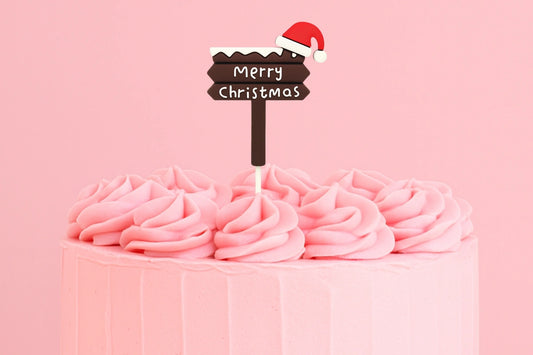 Merry Christmas Sign Toppers (6 Pack) - Iconic Cake Art