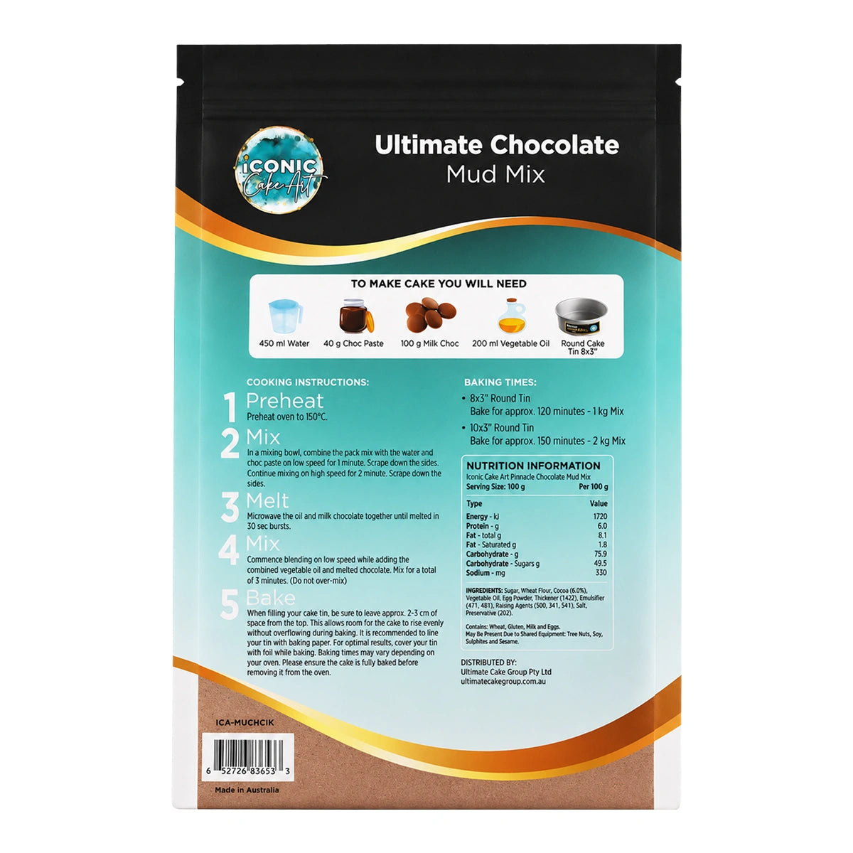 Chocolate Ultimate Mud Cake Mix 1kg - Iconic Cake Art