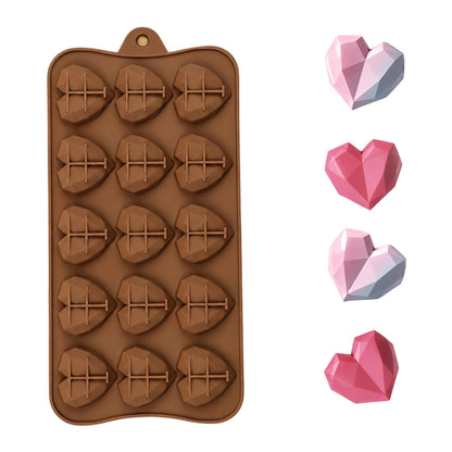 15 Geo Heart Silicone Mould