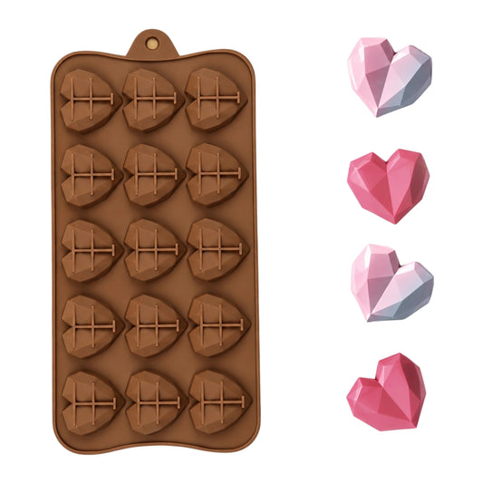 15 Geo Heart Silicone Mould